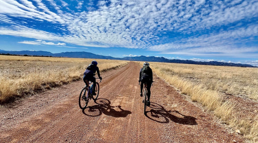 Two gravel riders in the desert