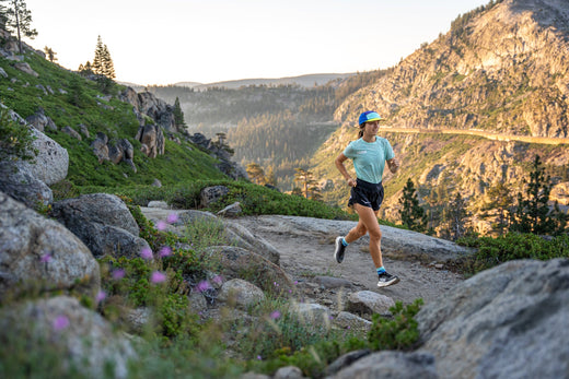 Helen running in the mountains.