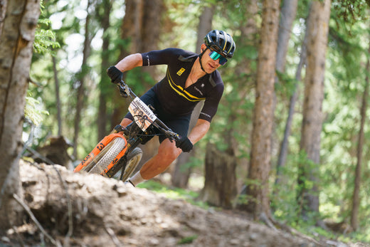 Jeff Kerkove riding his mountain bike.