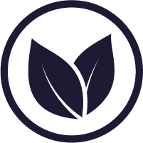 Two leaves inside a circular border icon.