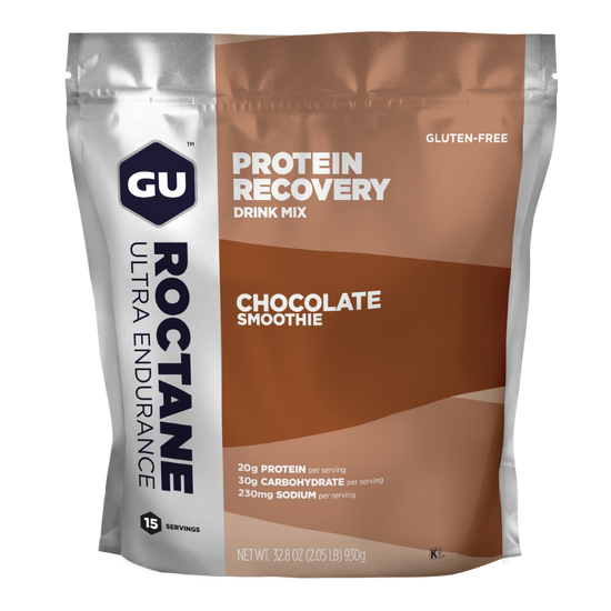 GU chocolate smoothie roctane protein recovery drink mix